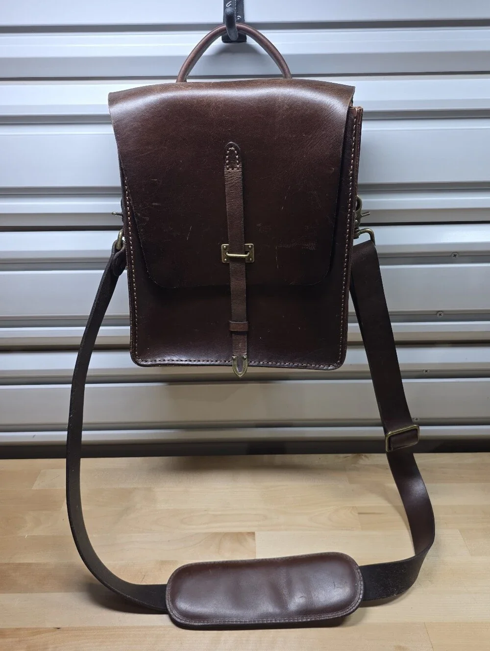 Satchel & Page Leather Map Case Crossbody Bag Brown Italian Vegetable Tanned